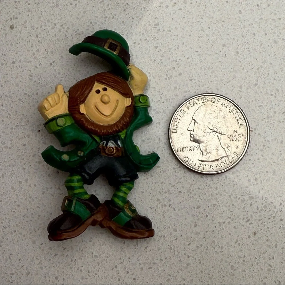 Vintage Leprechaun Brooch Pin 1980s Hallmark St. Patrick's Day